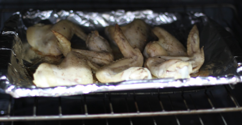 Baking chicken for Buffalo BBQ Wings