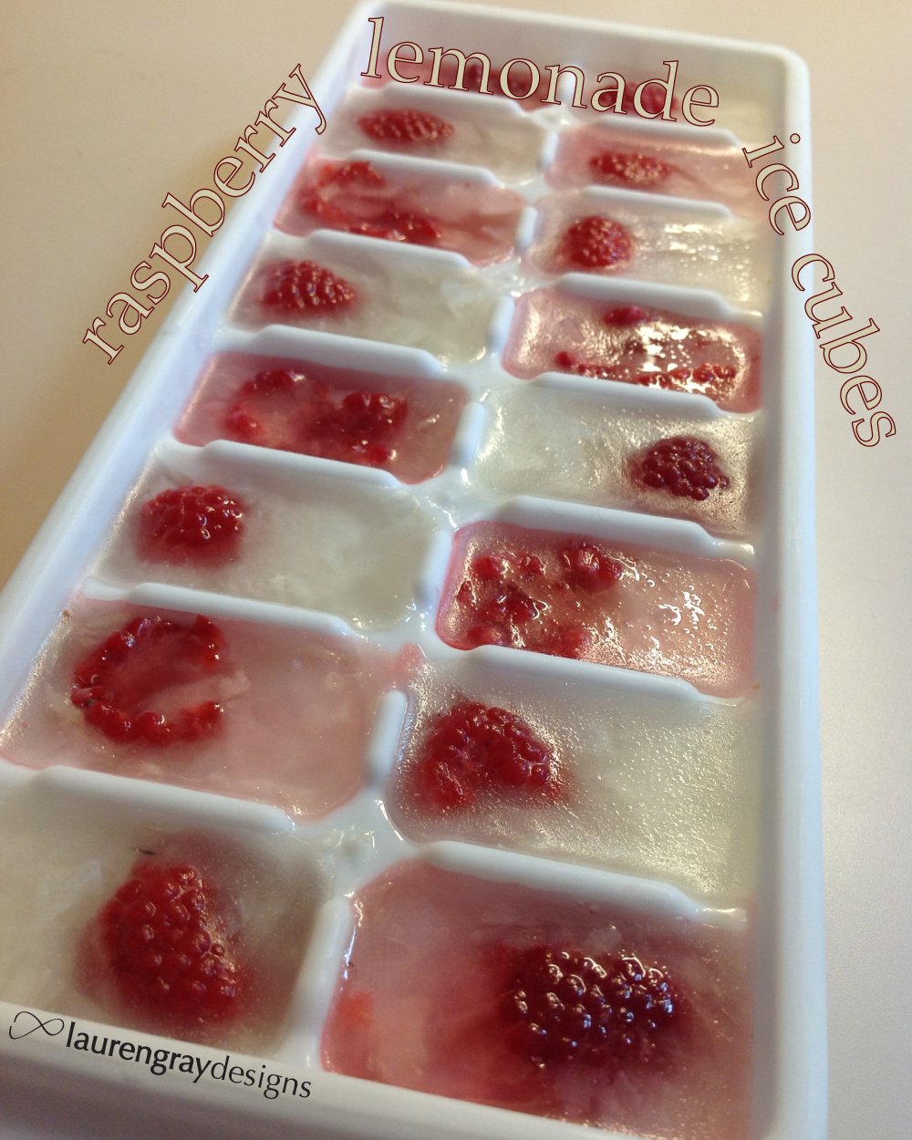Raspberry Homemade Lemonade Ice Cubes