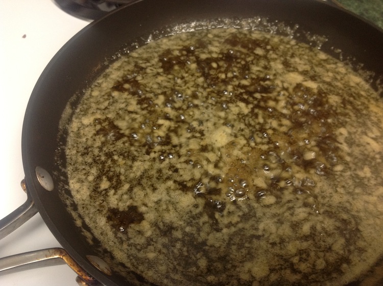 bring butter & brown sugar to a boil
