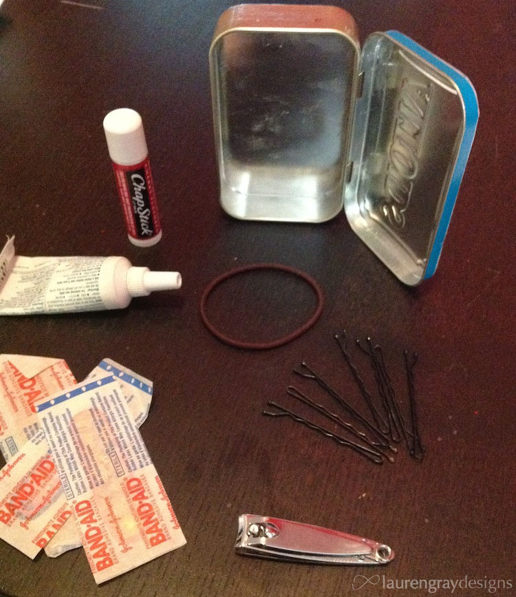 First aid ingredients for my spruced up altoid can