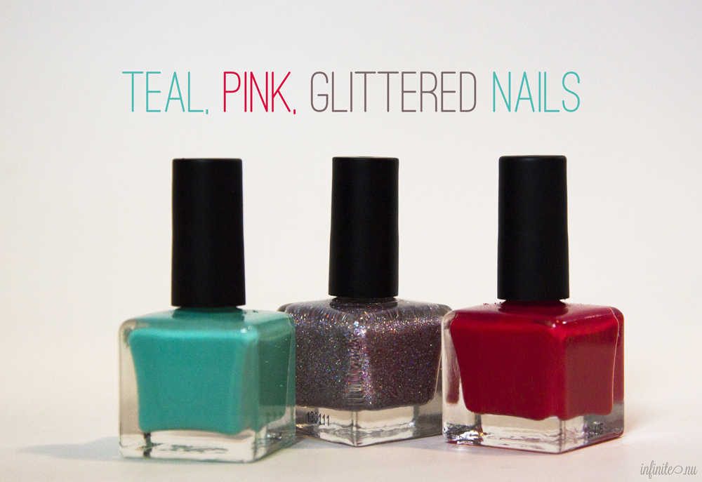 Manicure Mondays: Teal, Pink, Glittered Nails