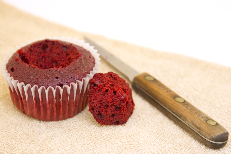 Red Velvet Raspberry Filled Cupcakes