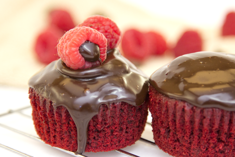 Red Velvet Raspberry Filled Cupcakes