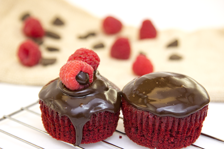 Red Velvet Raspberry Filled Cupcakes